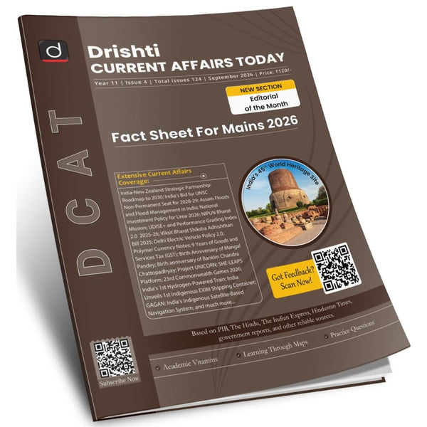 DRISHTI IAS Current Affairs Today Magazine September 2026, English Medium, Fact Sheet for Mains 2026, Extensive Current Affairs Coverage, Editorial of Maps, Practice Questions & Academic Vitamins – English Medium