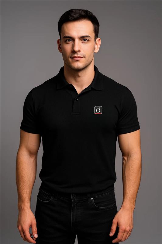 Drishti Men Solid Polo Neck Polycotton Black T-Shirt