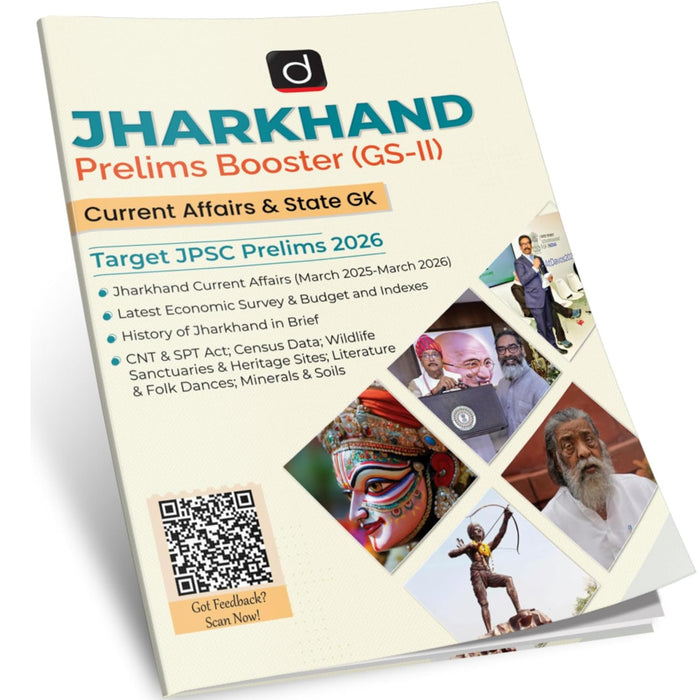 DRISHTI IAS Jharkhand Prelims Booster GS-II 2026, Current Affairs & State GK, Target JPSC Prelims 2026, Latest Economic Survey & Budget and Indexes, jpsc book for jharkhand – English Medium