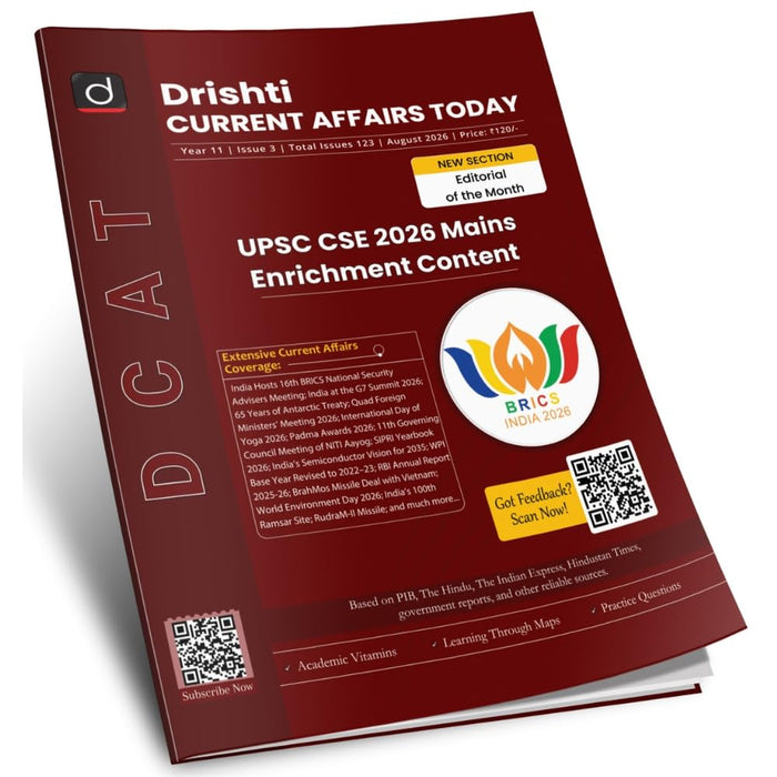 DRISHTI IAS DCAT Current Affairs Today Magazine August 2026, English Edition, UPSC CSE 2026 Mains Enrichment Content, BRICS India 2026 – English Medium