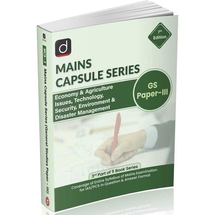 Drishti IAS UPSC Books 2025, Mains Capsule Series GS Paper III, Economy, Agriculture, Technology, Security, Environment & Disaster Management, 7th & State PSC Mains, Question–Answer Format Drishti Publications – English Medium